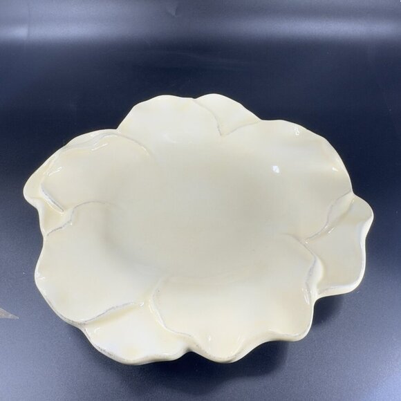 Roscher Flower Antique Butter Yellow Dish Plate 9inch Flower Shape Plate Set 3 - Picture 10 of 15